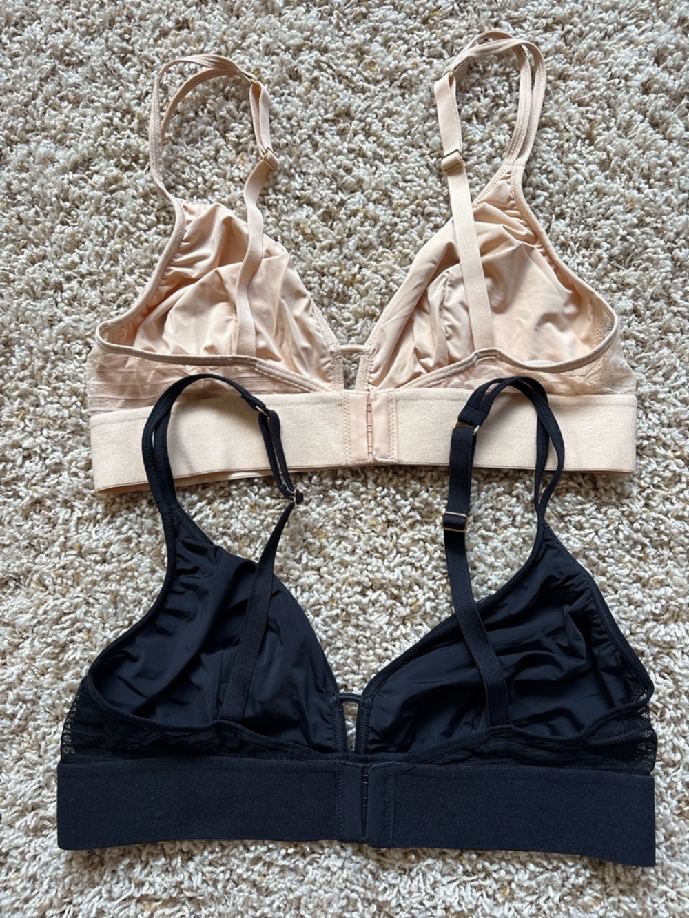 Lively The Stripe Mesh Bralette Size L Bundle of 2 Nude Black - Picture 2 of 4
